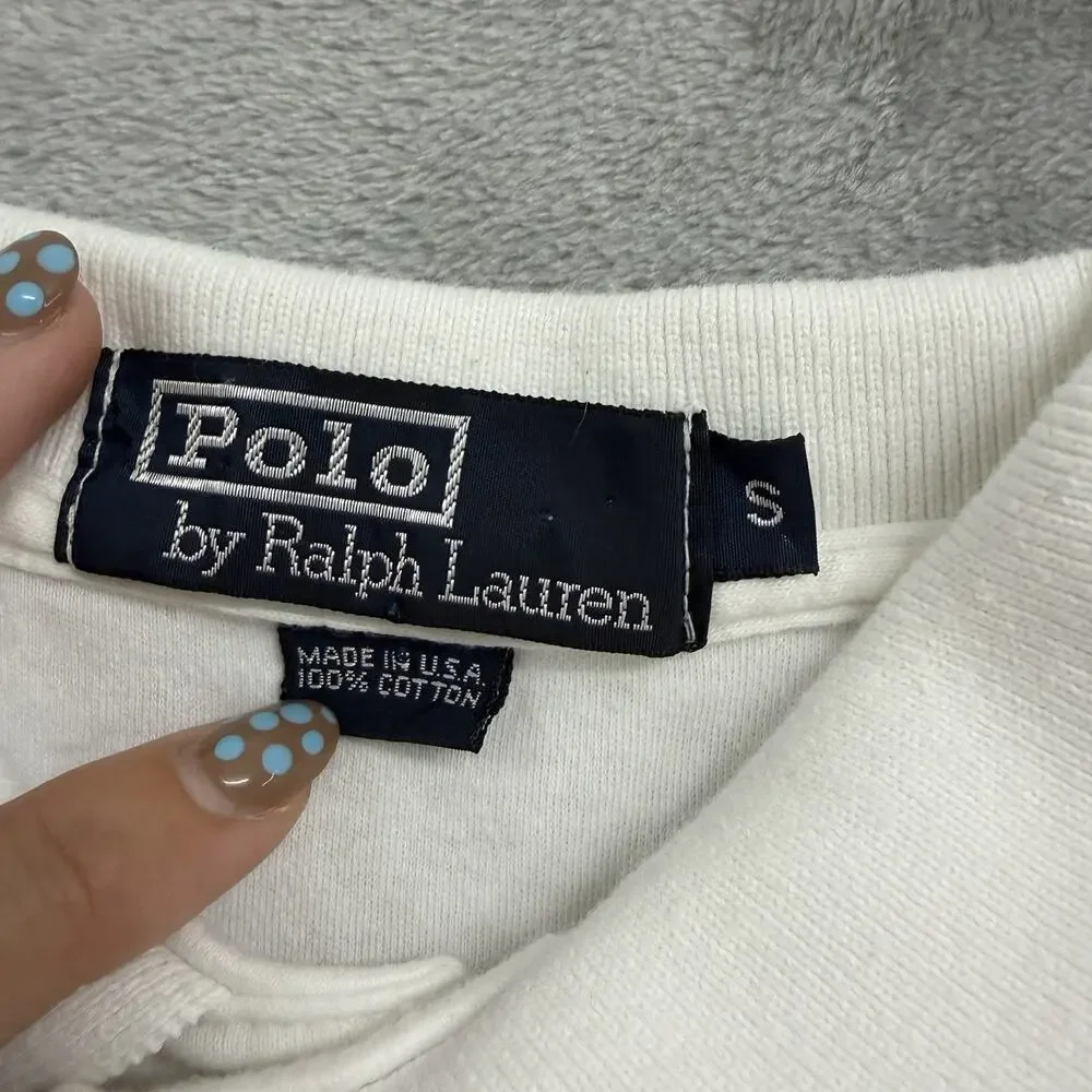 Vintage 90s Polo Ralph Lauren Golf Crest Polo Shirt Small White Made In USA